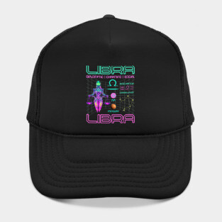 Libra Neon Cyberpunk Zodiac Art Hat