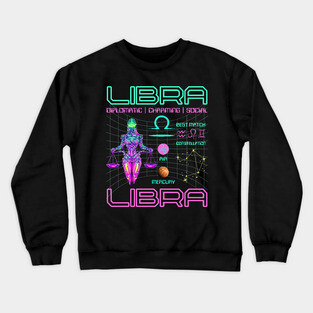 Libra Neon Cyberpunk Zodiac Art Crewneck Sweatshirt