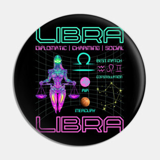 Libra Neon Cyberpunk Zodiac Art Pin