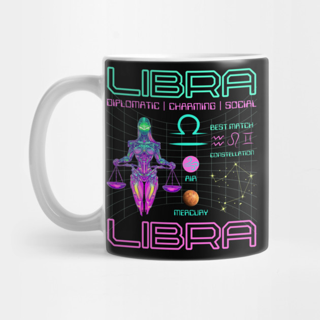 Libra Neon Cyberpunk Zodiac Art by TuncGK