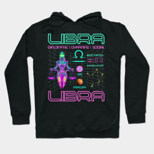 Libra Neon Cyberpunk Zodiac Art Hoodie