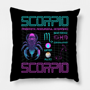 Scorpio Cyberpunk Zodiac Sci-Fi Design Pillow