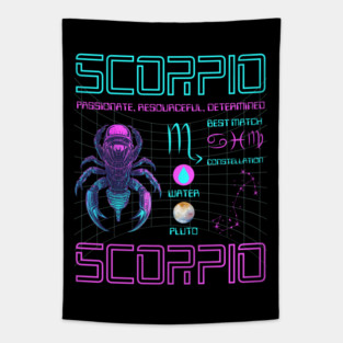 Scorpio Cyberpunk Zodiac Sci-Fi Design Tapestry