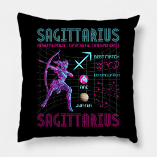 Sagittarius Futuristic Zodiac Archer Design Pillow