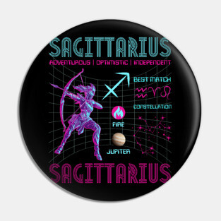 Sagittarius Futuristic Zodiac Archer Design Pin