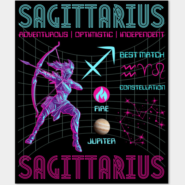 Sagittarius Futuristic Zodiac Archer Design Wall Art by TuncGK
