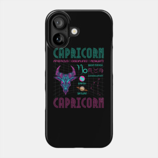 Capricorn Cyberpunk Zodiac Astrology Design Phone Case