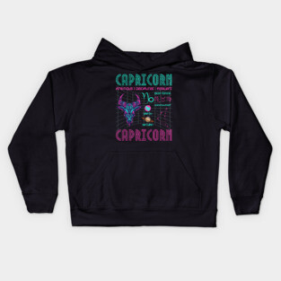Capricorn Cyberpunk Zodiac Astrology Design Kids Hoodie