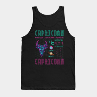 Capricorn Cyberpunk Zodiac Astrology Design Tank Top