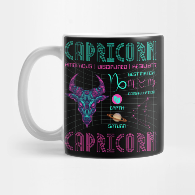 Capricorn Cyberpunk Zodiac Astrology Design by TuncGK