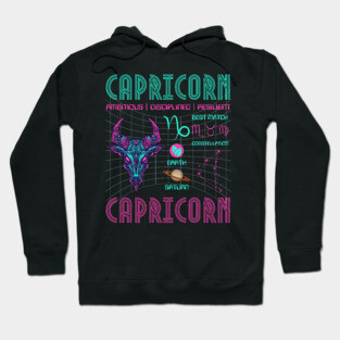 Capricorn Cyberpunk Zodiac Astrology Design Hoodie
