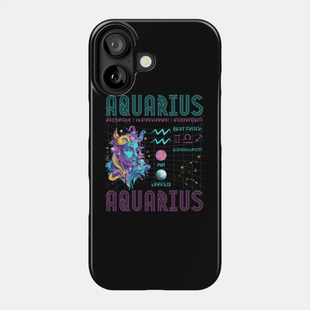 Aquarius Sci-Fi Zodiac Cyberpunk Art Phone Case by TuncGK