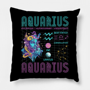 Aquarius Sci-Fi Zodiac Cyberpunk Art Pillow
