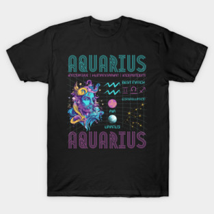Aquarius Sci-Fi Zodiac Cyberpunk Art T-Shirt