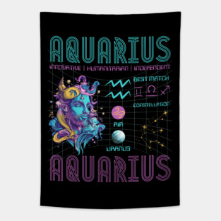 Aquarius Sci-Fi Zodiac Cyberpunk Art Tapestry