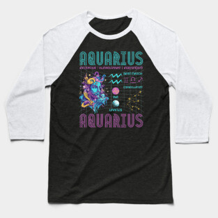 Aquarius Sci-Fi Zodiac Cyberpunk Art Baseball T-Shirt