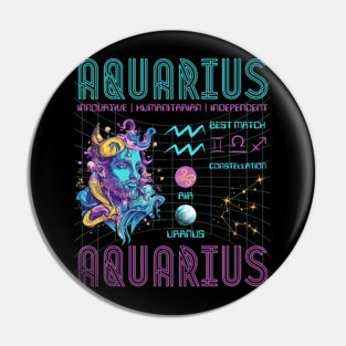 Aquarius Sci-Fi Zodiac Cyberpunk Art Pin