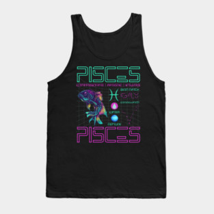 Pisces Cyberpunk Zodiac Neon Artwork Tank Top