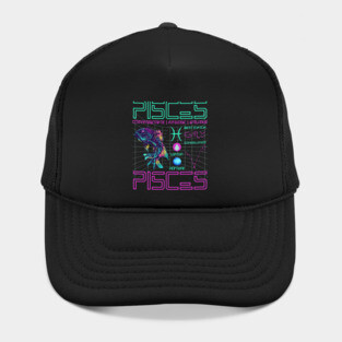 Pisces Cyberpunk Zodiac Neon Artwork Hat