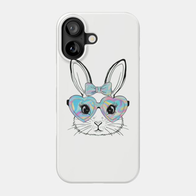 Cute Bunny Rabbit Face Tie Dye Glasses Girl Happy Easter Day Phone Case by Creatifly Graphic Tees