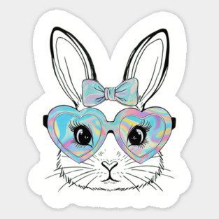 Cute Bunny Rabbit Face Tie Dye Glasses Girl Happy Easter Day Magnet