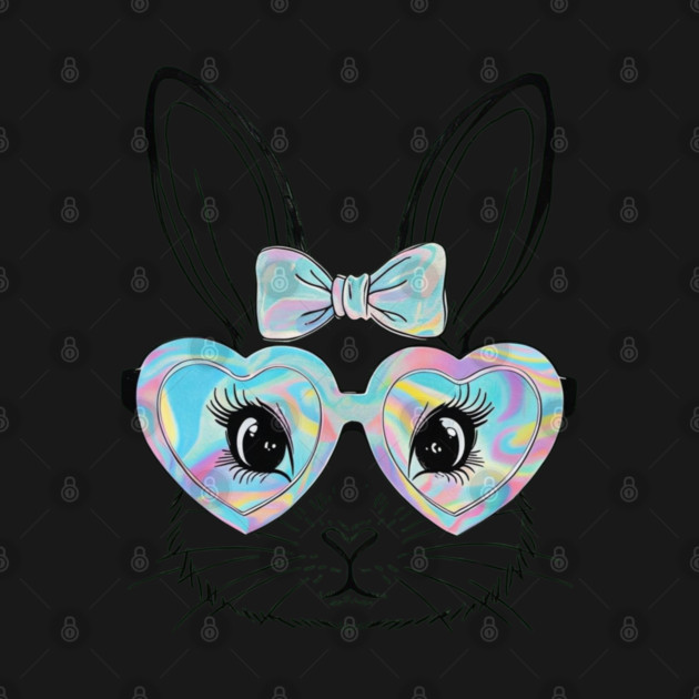 Cute Bunny Rabbit Face Tie Dye Glasses Girl Happy Easter Day by Creatifly Graphic Tees