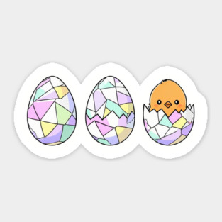 Chickens and Easter Eggs with a Baby Chick Sticker