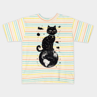 Cosmic Cat Ruler of the Universe Kids T-Shirt