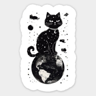 Cosmic Cat Ruler of the Universe Sticker