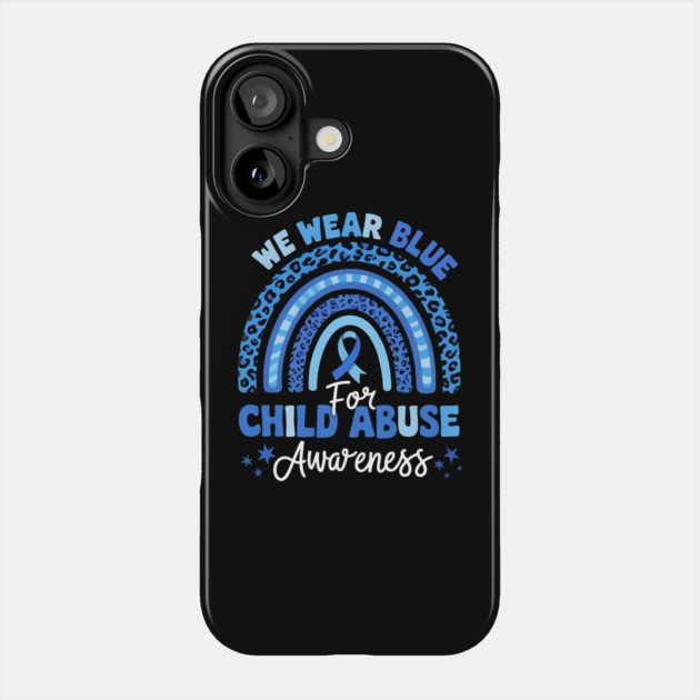 We Wear Blue for Child Abuse Awareness – Blue Ribbon Rainbow Support Phone Case by ArtistTee ⭐⭐⭐⭐⭐