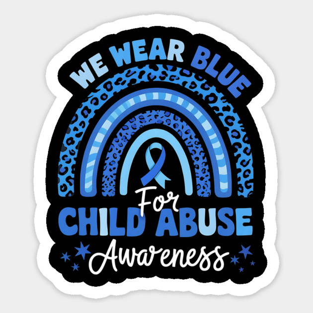 We Wear Blue for Child Abuse Awareness – Blue Ribbon Rainbow Support Sticker by ArtistTee ⭐⭐⭐⭐⭐