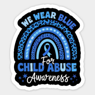 We Wear Blue for Child Abuse Awareness – Blue Ribbon Rainbow Support Magnet