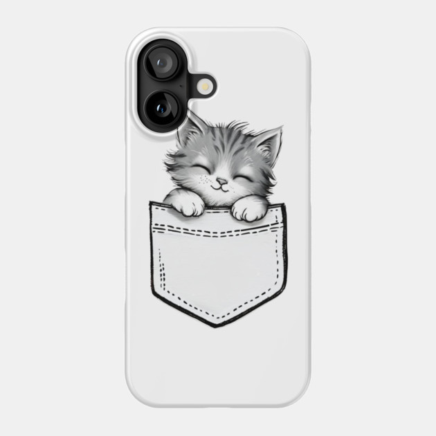 Pocket Cute Cat Phone Case by Creatifly Graphic Tees