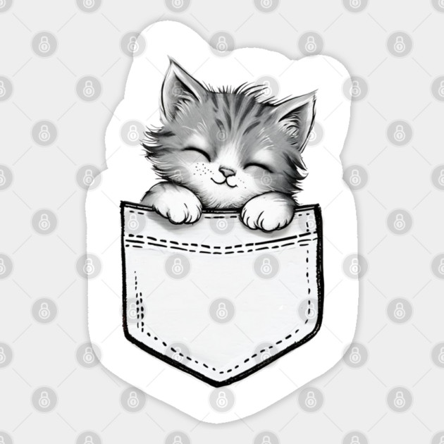 Pocket Cute Cat Sticker by Creatifly Graphic Tees
