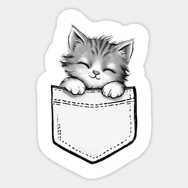 Pocket Cute Cat Magnet by Creatifly Graphic Tees