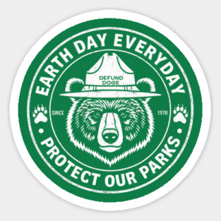 Earth Day Everyday Protect Our Parks Bear Vintage Magnet