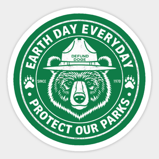Earth Day Everyday Protect Our Parks Bear Vintage Magnet by Creatifly Graphic Tees