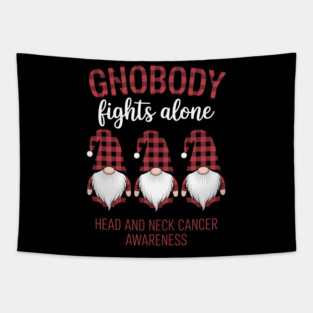 Gnobody Fights Alone Throat Gnome Head Neck Cancer Awareness Tapestry