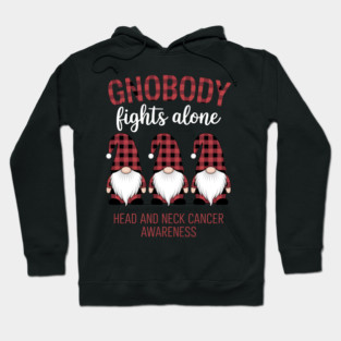 Gnobody Fights Alone Throat Gnome Head Neck Cancer Awareness Hoodie