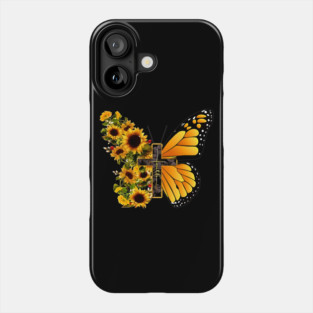 Faith Cross Sunflower Butterfly Christian Vintage Phone Case