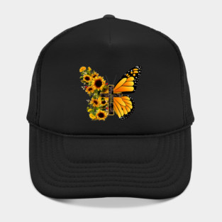 Faith Cross Sunflower Butterfly Christian Vintage Hat