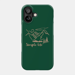Simple Life – Minimalist Mountain and Forest Line Art Design Phone Case