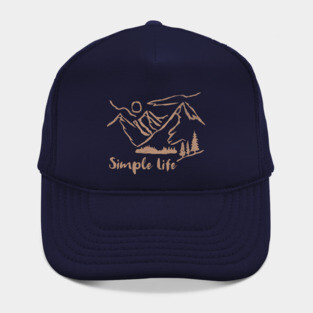 Simple Life – Minimalist Mountain and Forest Line Art Design Hat