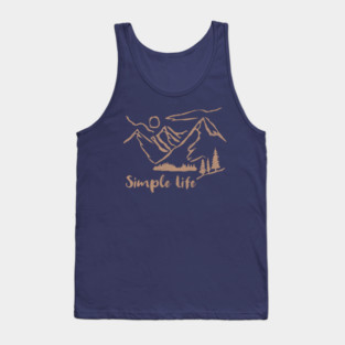 Simple Life – Minimalist Mountain and Forest Line Art Design Tank Top