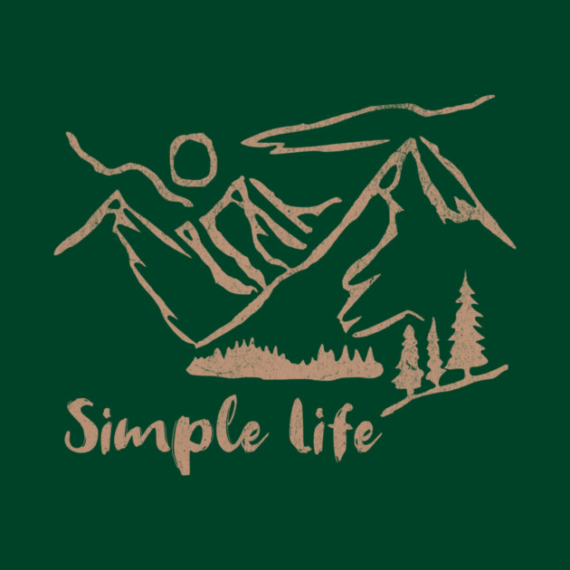 Simple Life – Minimalist Mountain and Forest Line Art Design by DonWillisJrArt