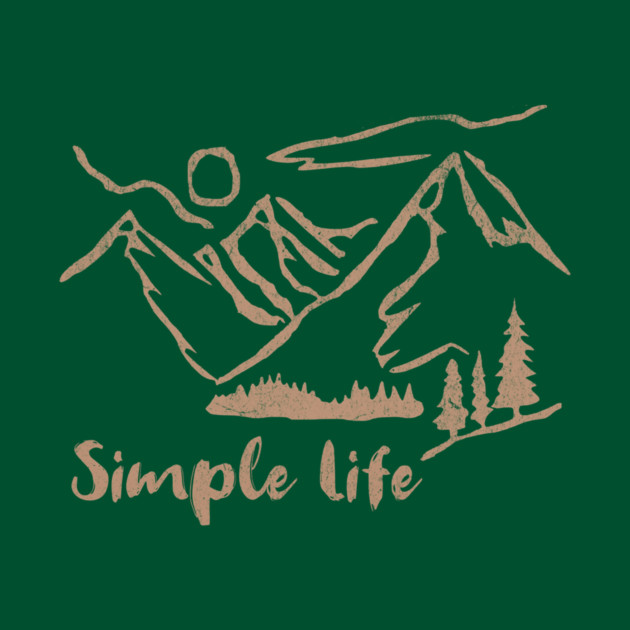 Simple Life – Minimalist Mountain and Forest Line Art Design by DonWillisJrArt