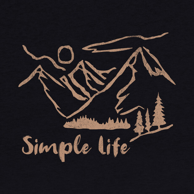 Simple Life – Minimalist Mountain and Forest Line Art Design by DonWillisJrArt
