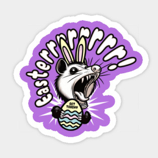 Easter Screaming Possum Sticker