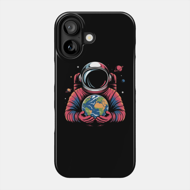 Astronaut Holding Earth Planet Space Galaxy For Earth Day Phone Case by Creatifly Graphic Tees