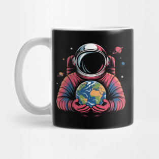 Astronaut Holding Earth Planet Space Galaxy For Earth Day Mug